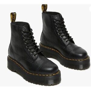 Dr. Martens Maple Zip Steel Toe Work Boots Black Pebbled Leather Women's US 9